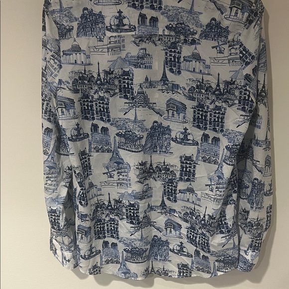 Karl Lagerfeld Navy and White Cityscape Shirt - Picture 4 of 5